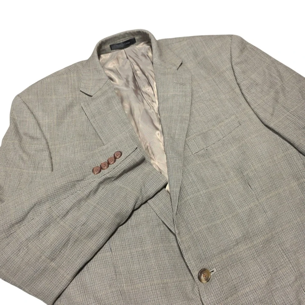 Lauren Ralph Lauren‎ Blazer Mens 42R Tan Houndstooth Two Button Sport Coat